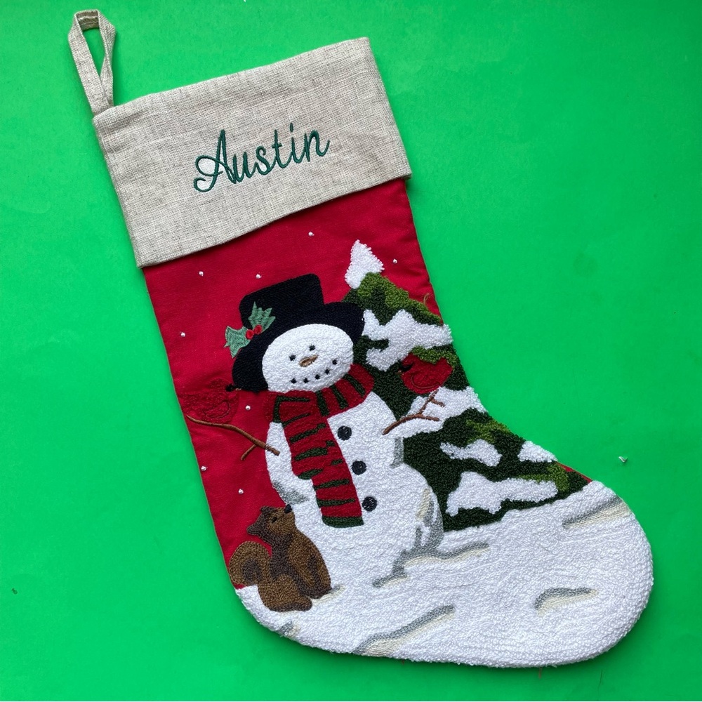 Things Remembered stocking Christmas holiday personalized AUSTIN embroidery